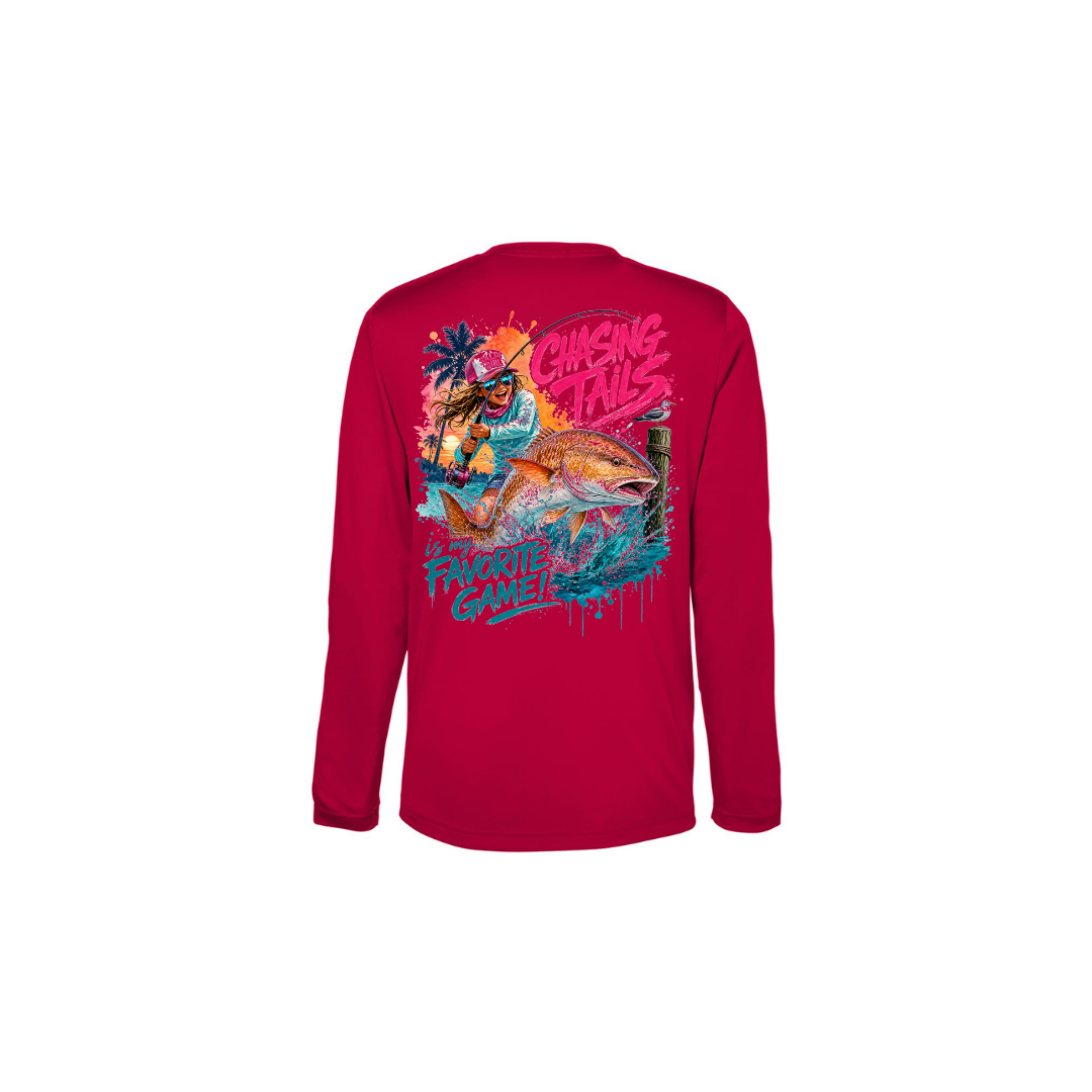 Girl Games – Girls Long Sleeve in Classic Red - back view