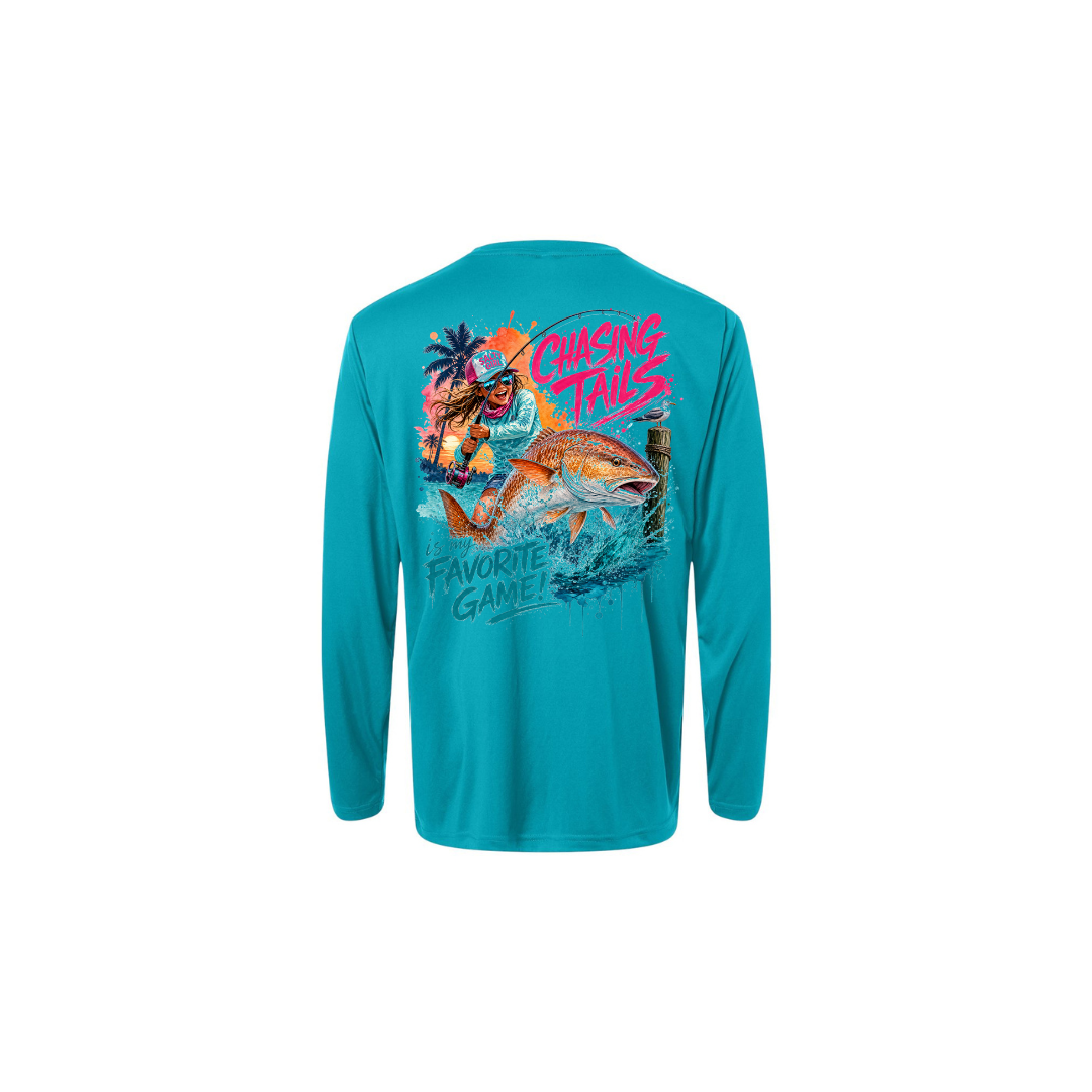 Girl Games – Girls Long Sleeve in Clear Teal - back view