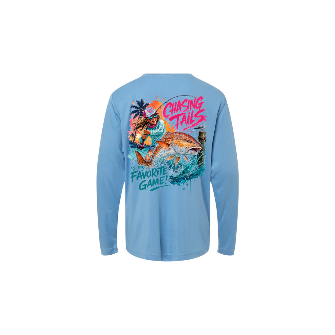 Girl Games – Girls Long Sleeve in Columbia Blue - back view