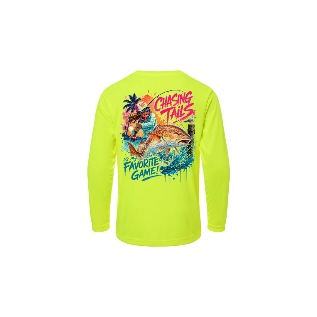 Girl Games – Girls Long Sleeve in Safety Yellow - back view