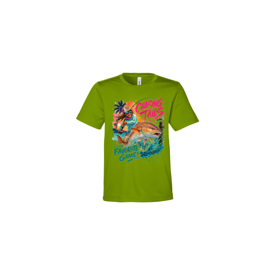 Girl Games – Girls Short Sleeve in Acid Green - back view