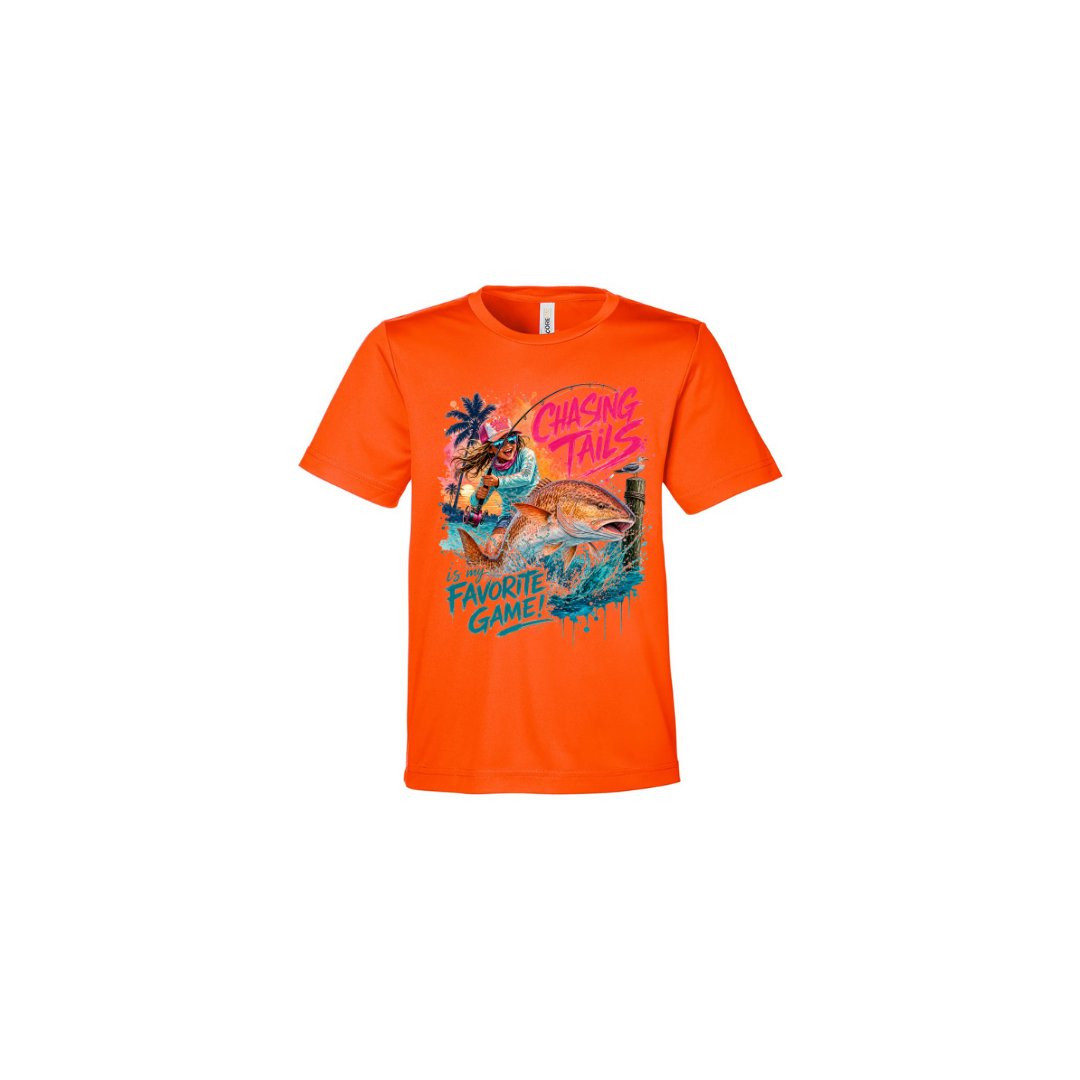 Girl Games – Girls Short Sleeve in Campus Orange - back view