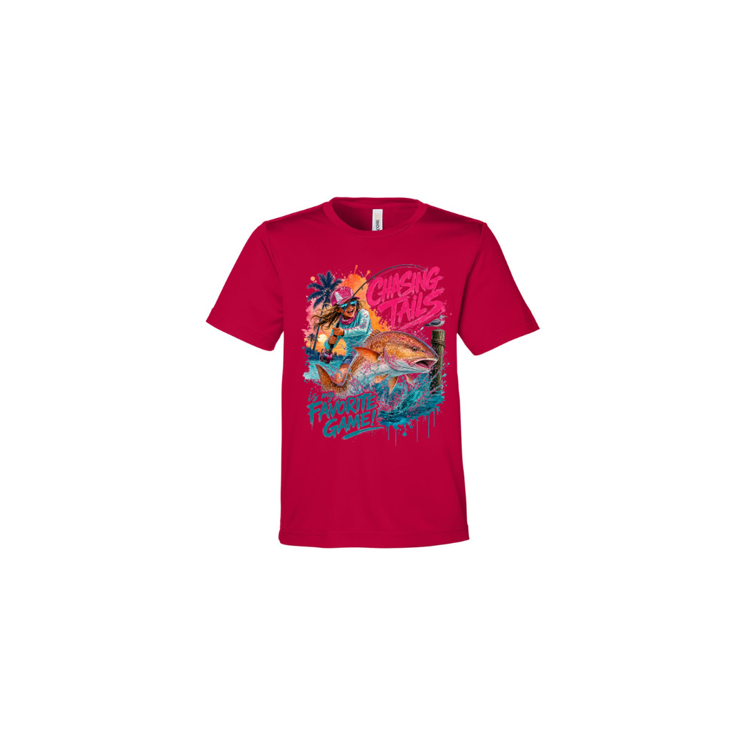 Girl Games – Girls Short Sleeve in Classic Red - back view