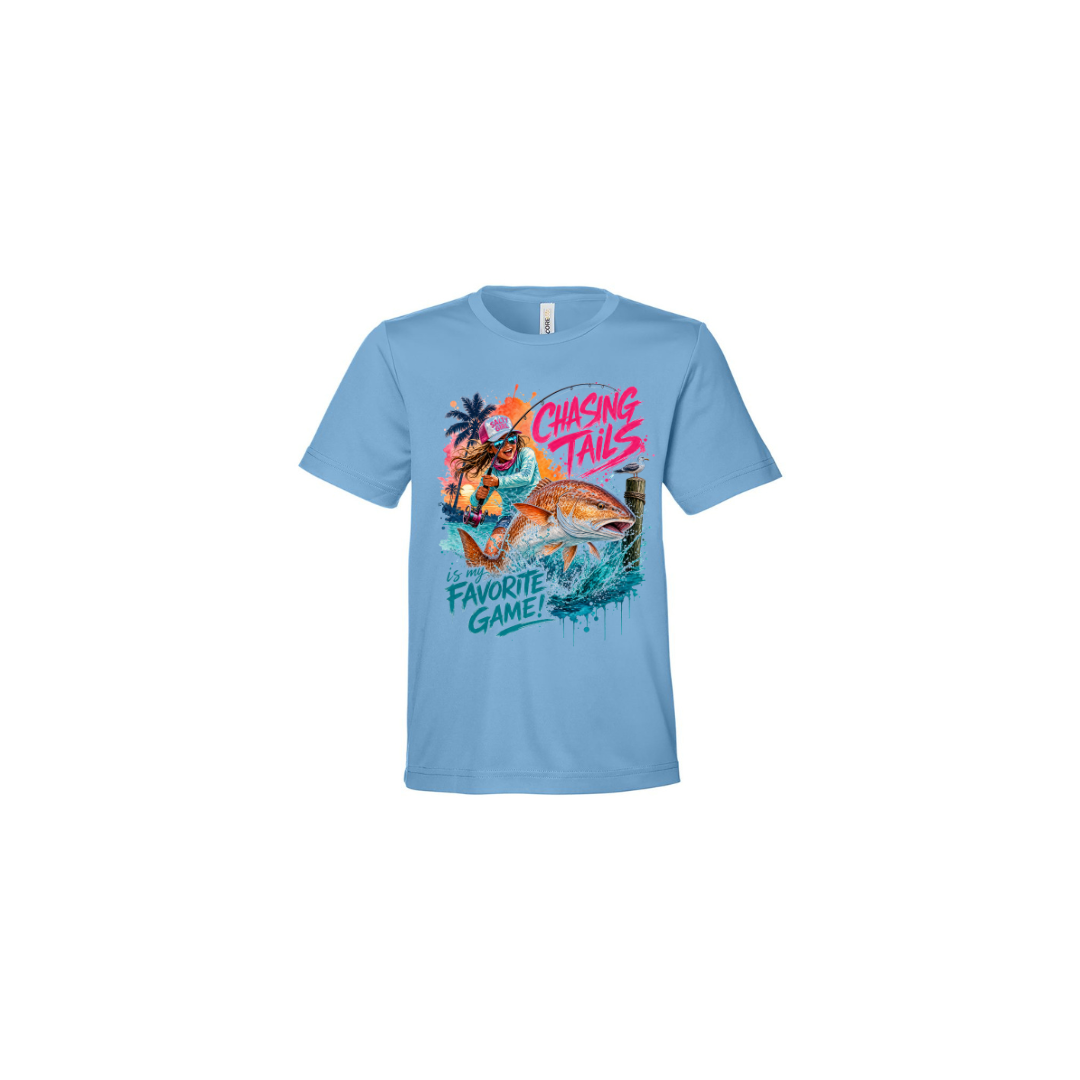 Girl Games – Girls Short Sleeve in Columbia Blue - back view