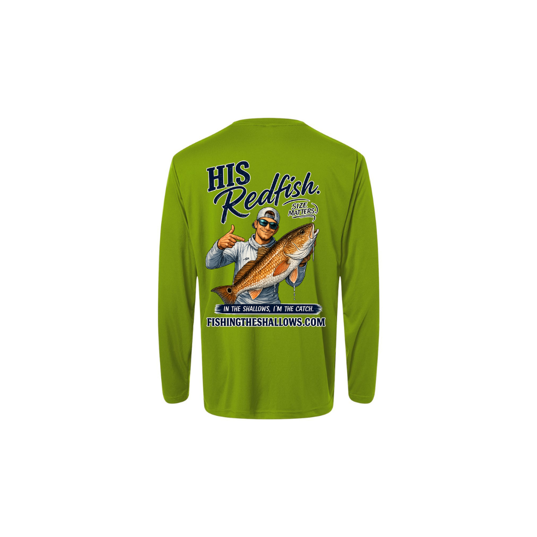 His Redfish – Men's Long Sleeve in Acid Green - back view