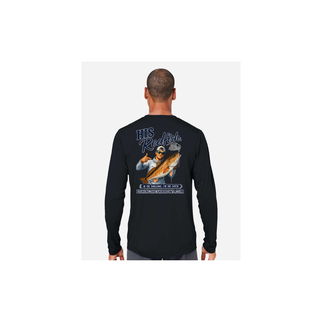 His Redfish – Men's Long Sleeve in Black - back view