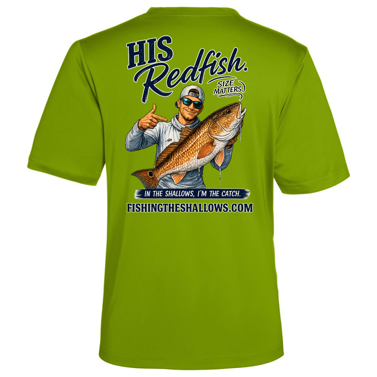 His Redfish – Men's Short Sleeve in Acid Green - back view
