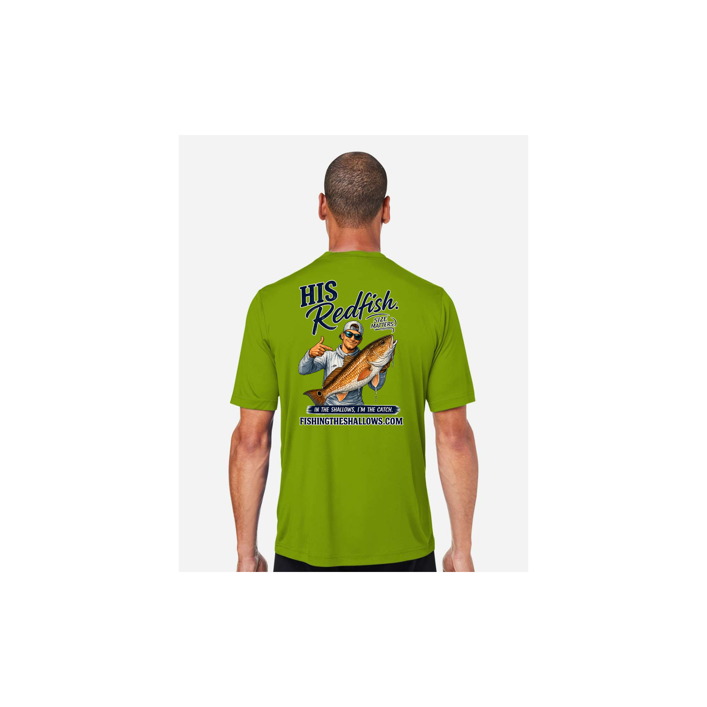 His Redfish – Men's Short Sleeve in Acid Green - back view