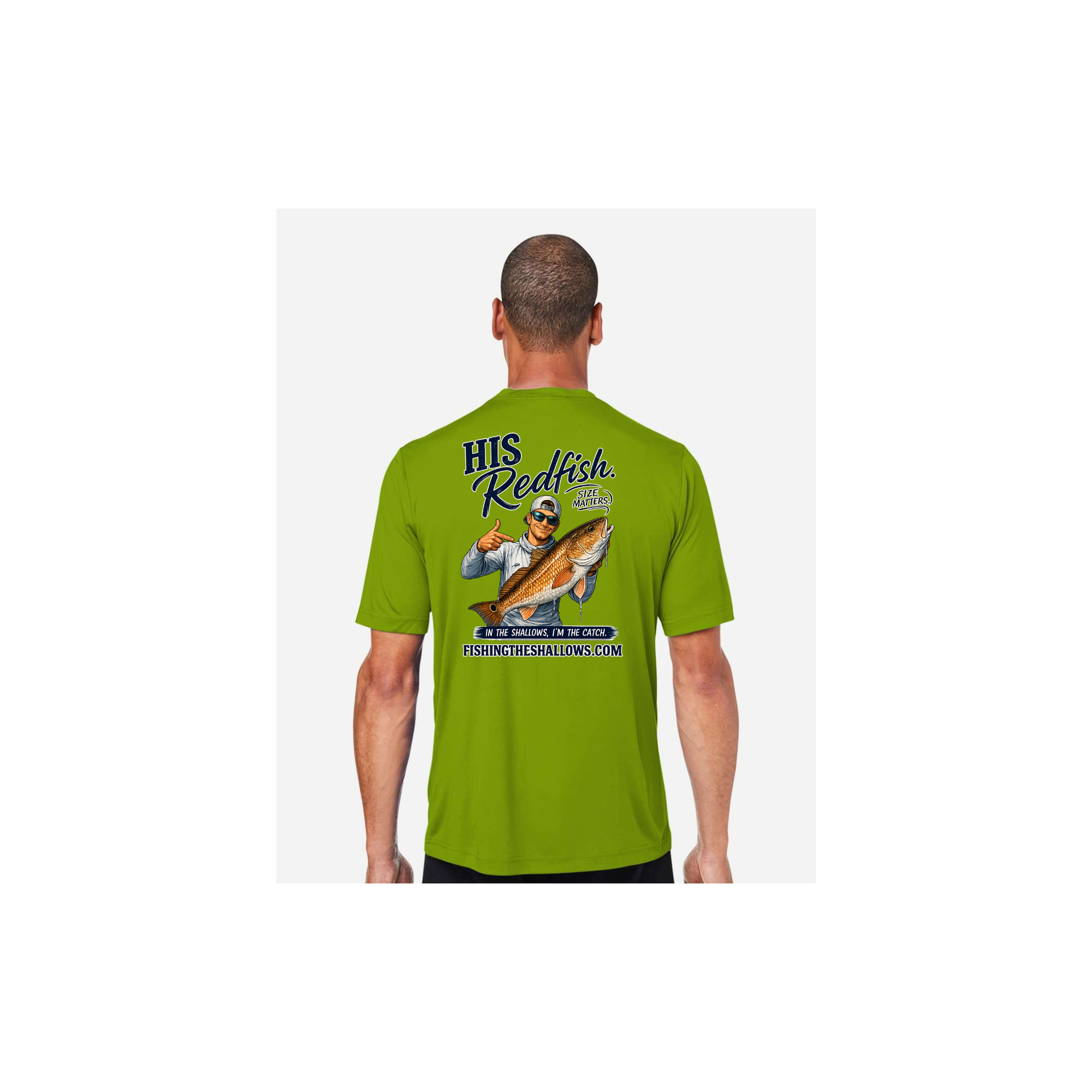 His Redfish – Men's Short Sleeve in Acid Green - back view