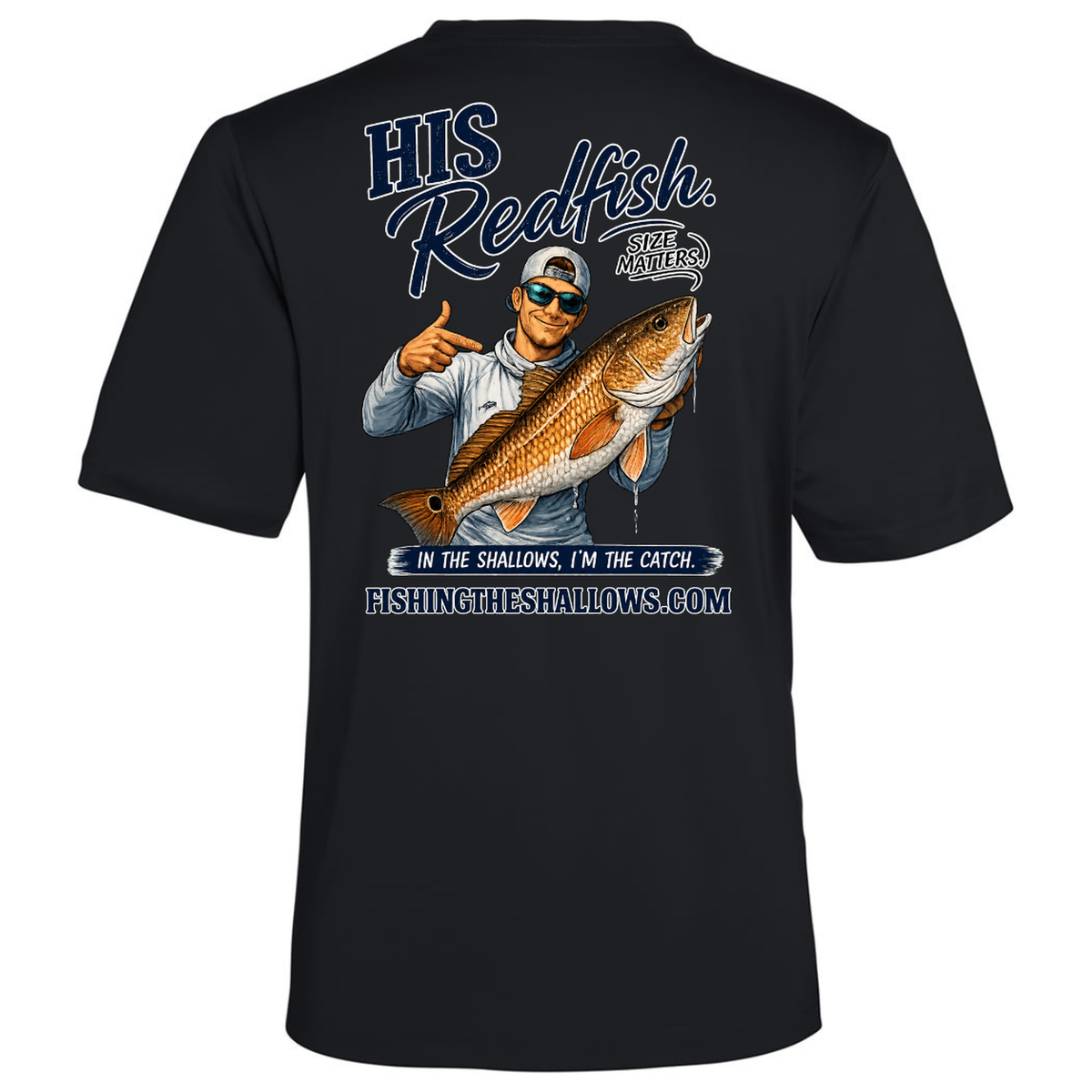 His Redfish – Men's Short Sleeve in Black - back view