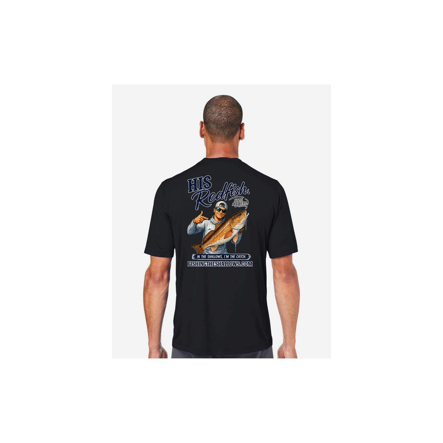 His Redfish – Men's Short Sleeve in Black - back view