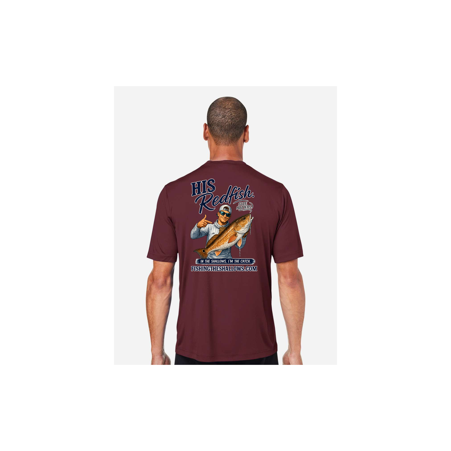 His Redfish – Men's Short Sleeve in Burgundy - back view