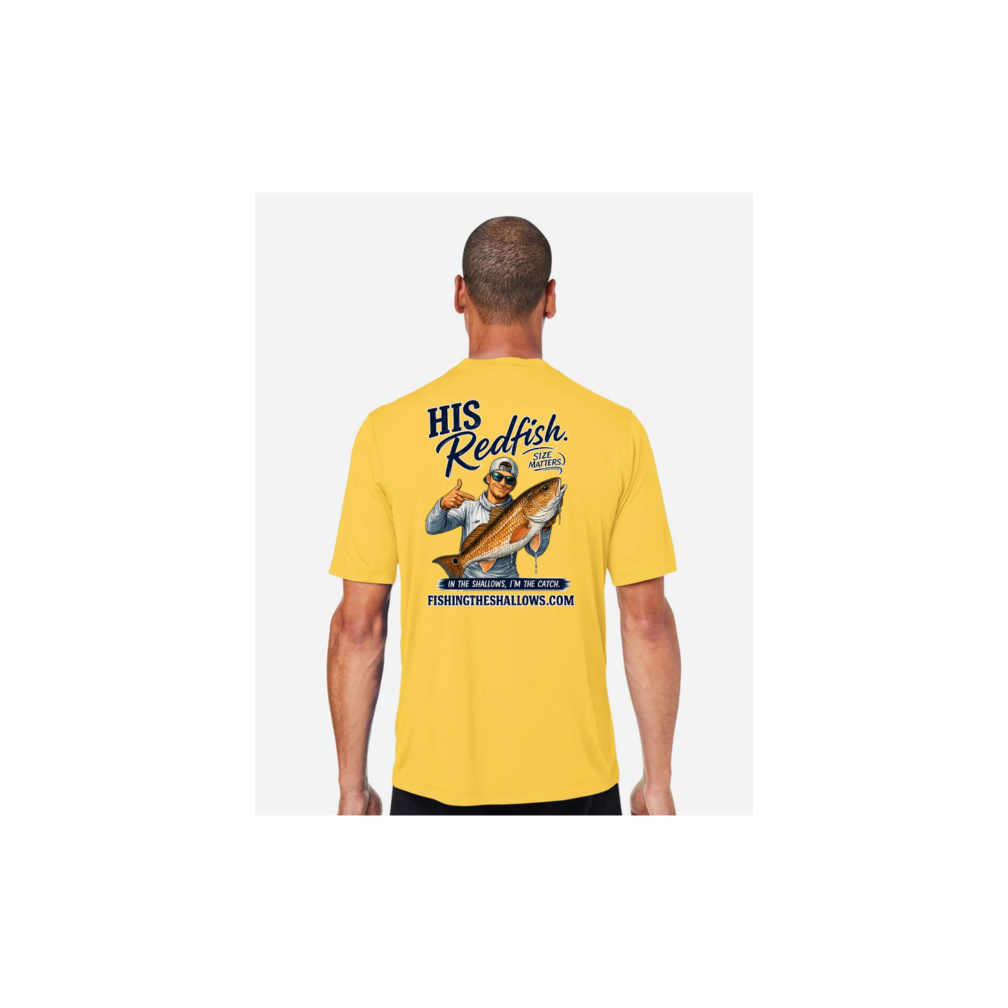 His Redfish – Men's Short Sleeve in Campus Gold - back view