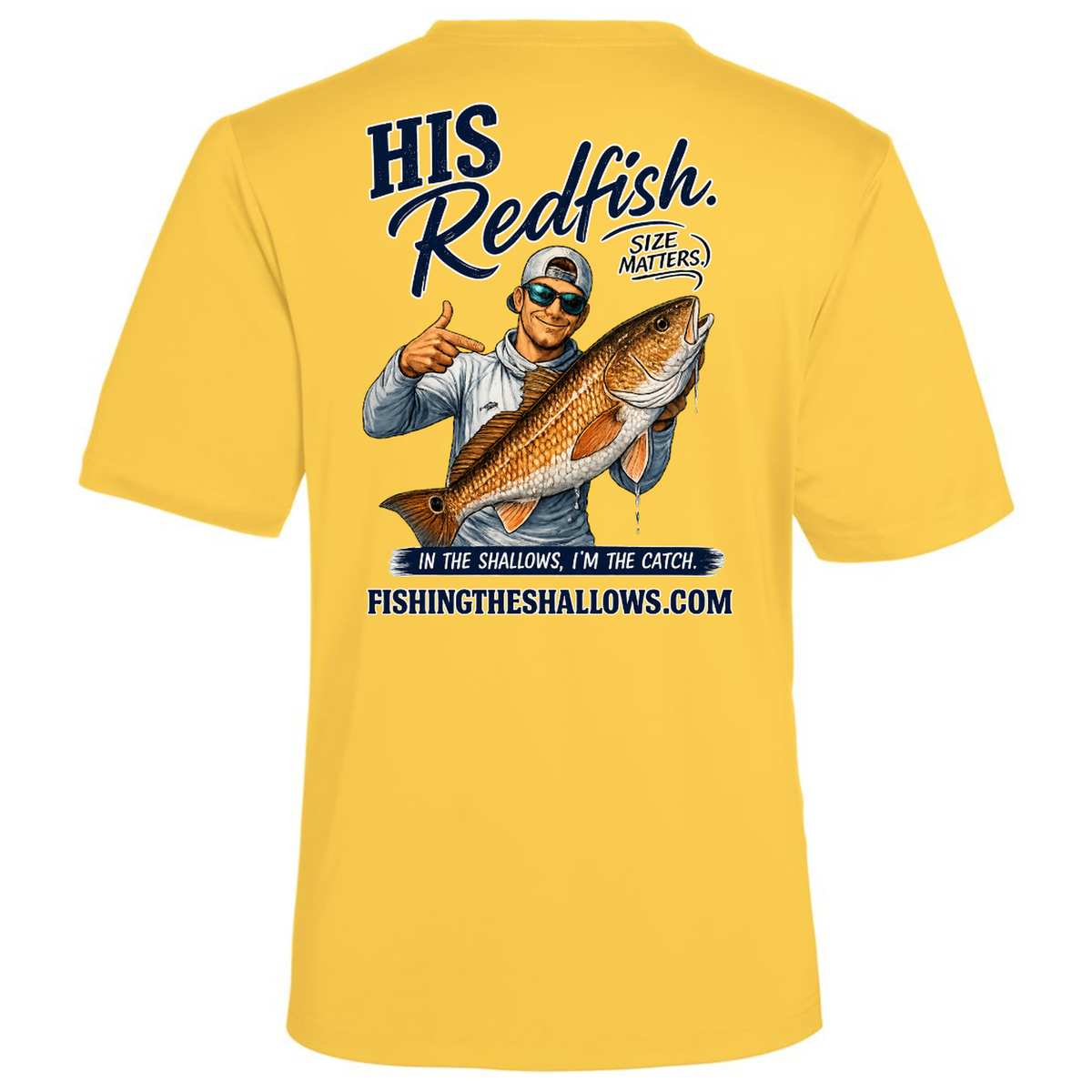 His Redfish – Men's Short Sleeve in Campus Gold - back view