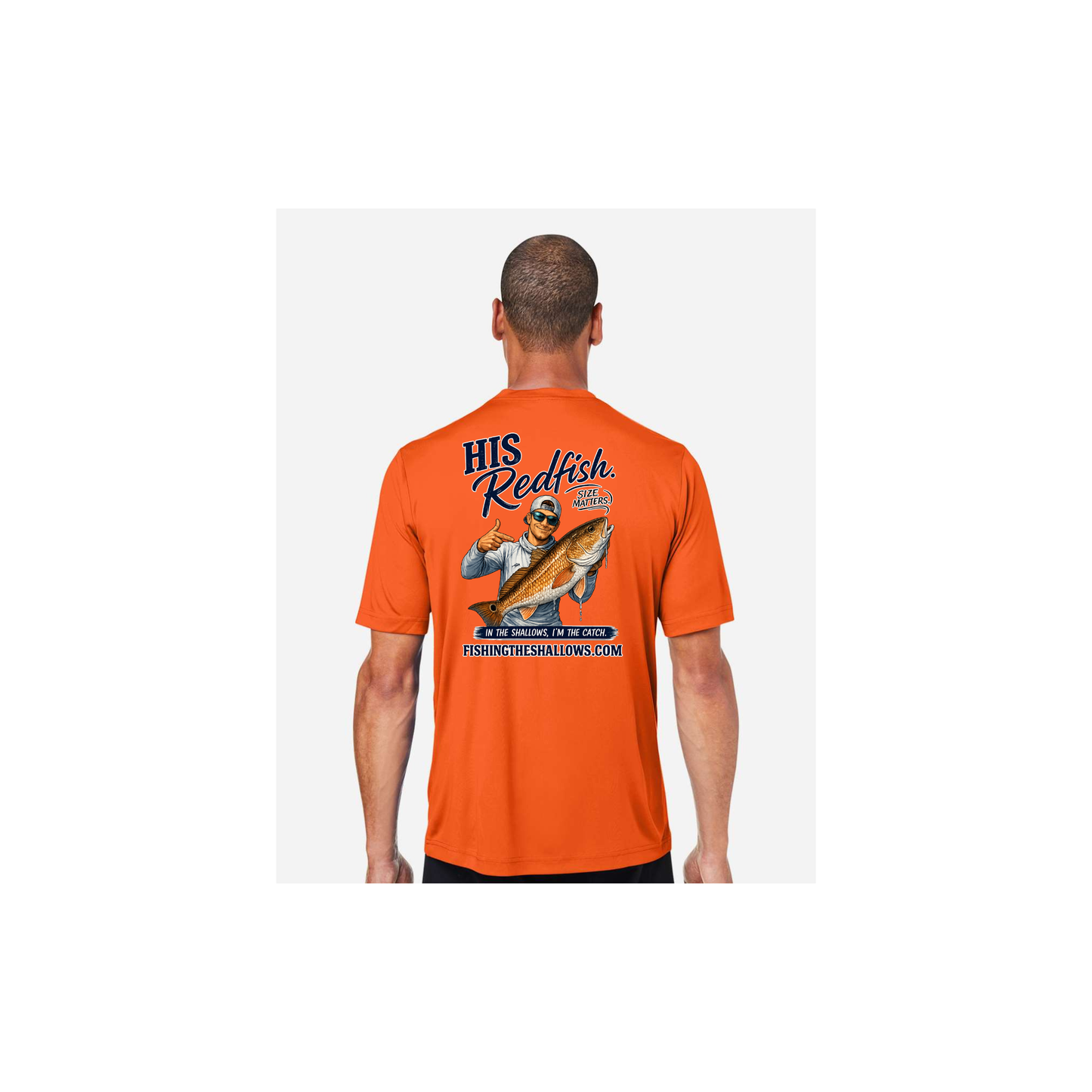 His Redfish – Men's Short Sleeve in Campus Orange - back view
