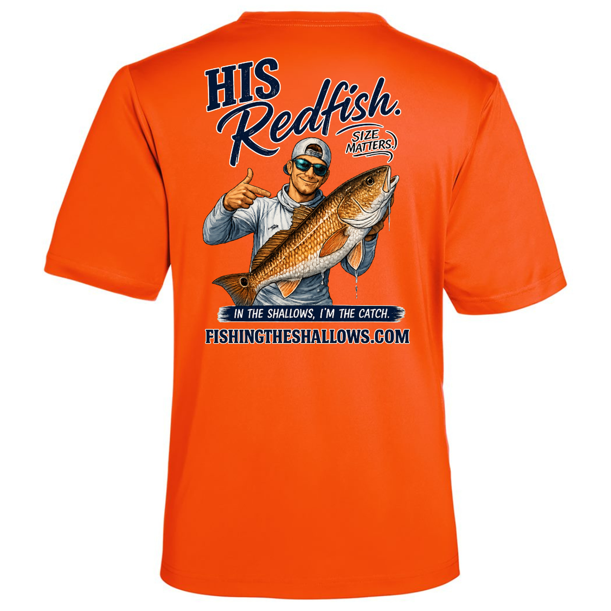 His Redfish – Men's Short Sleeve - Campus Orange - Back