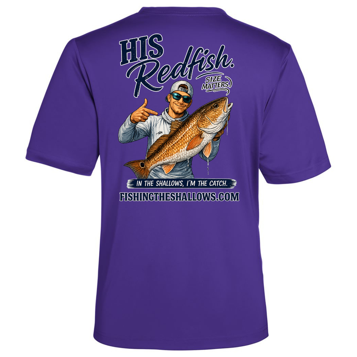 His Redfish – Men's Short Sleeve in Campus Purple - back view