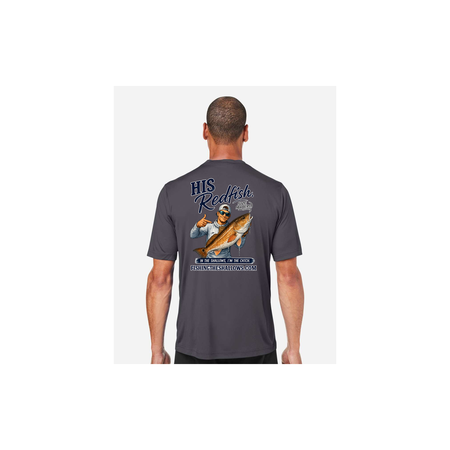 His Redfish – Men's Short Sleeve in Carbon - back view