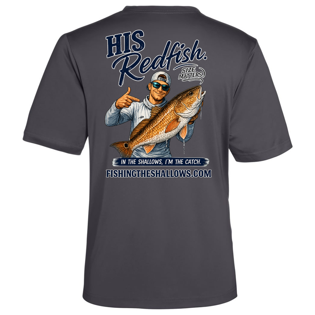 His Redfish – Men's Short Sleeve in Carbon - back view