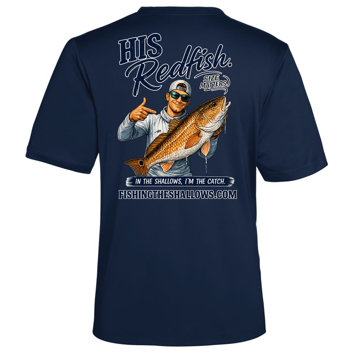 His Redfish – Men's Short Sleeve in Classic Navy - back view