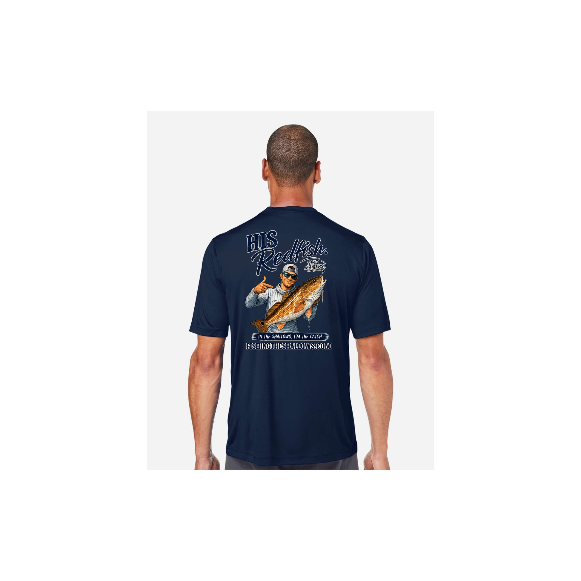His Redfish – Men's Short Sleeve in Classic Navy - back view