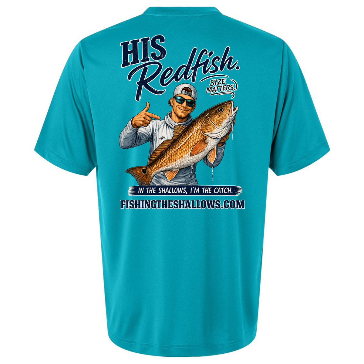 His Redfish – Men's Short Sleeve in Clear Teal - back view
