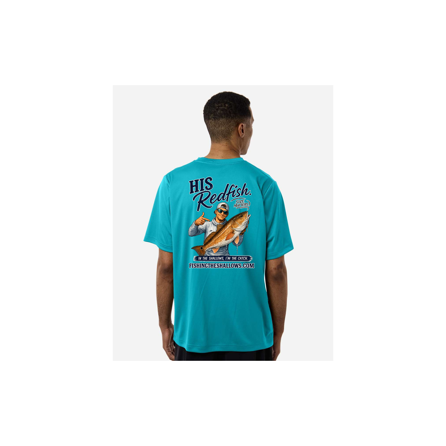 His Redfish – Men's Short Sleeve in Clear Teal - back view