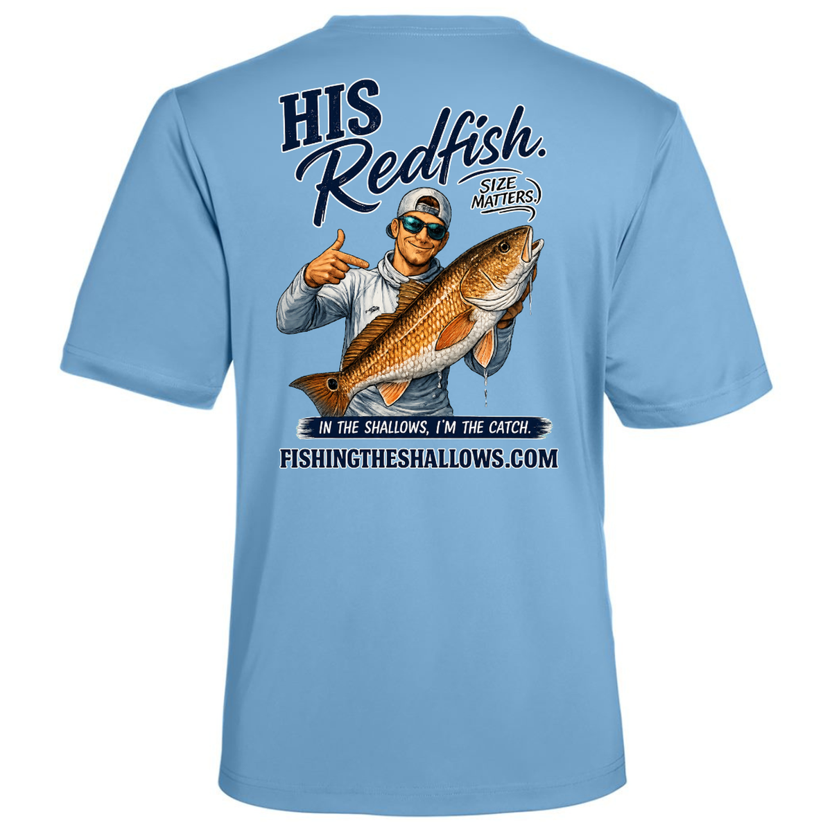 His Redfish – Men's Short Sleeve in Columbia Blue - back view