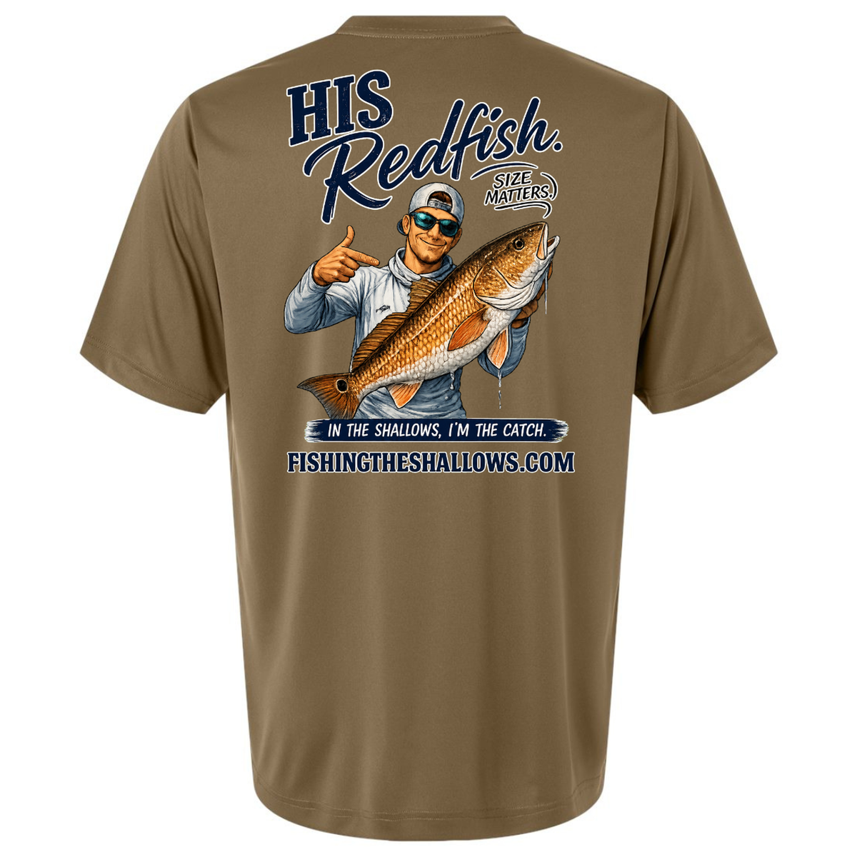 His Redfish – Men's Short Sleeve in Coyote Brown - back view