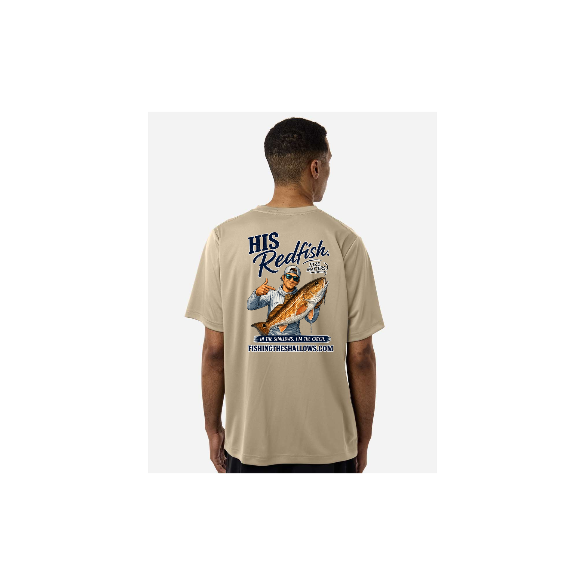 His Redfish – Men's Short Sleeve in Desert Kahki - back view