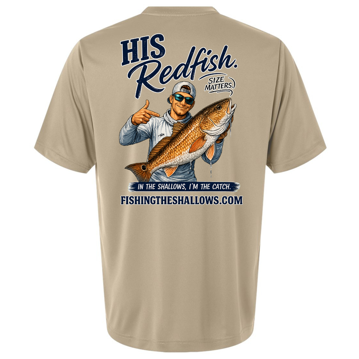 His Redfish – Men's Short Sleeve in Desert Kahki - back view