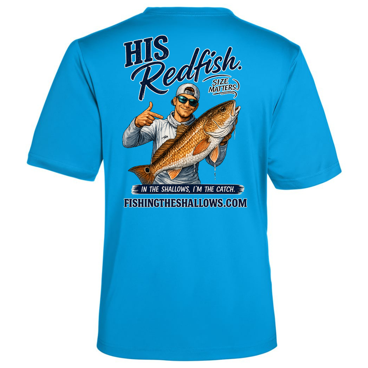 His Redfish – Men's Short Sleeve in Electric Blue - back view