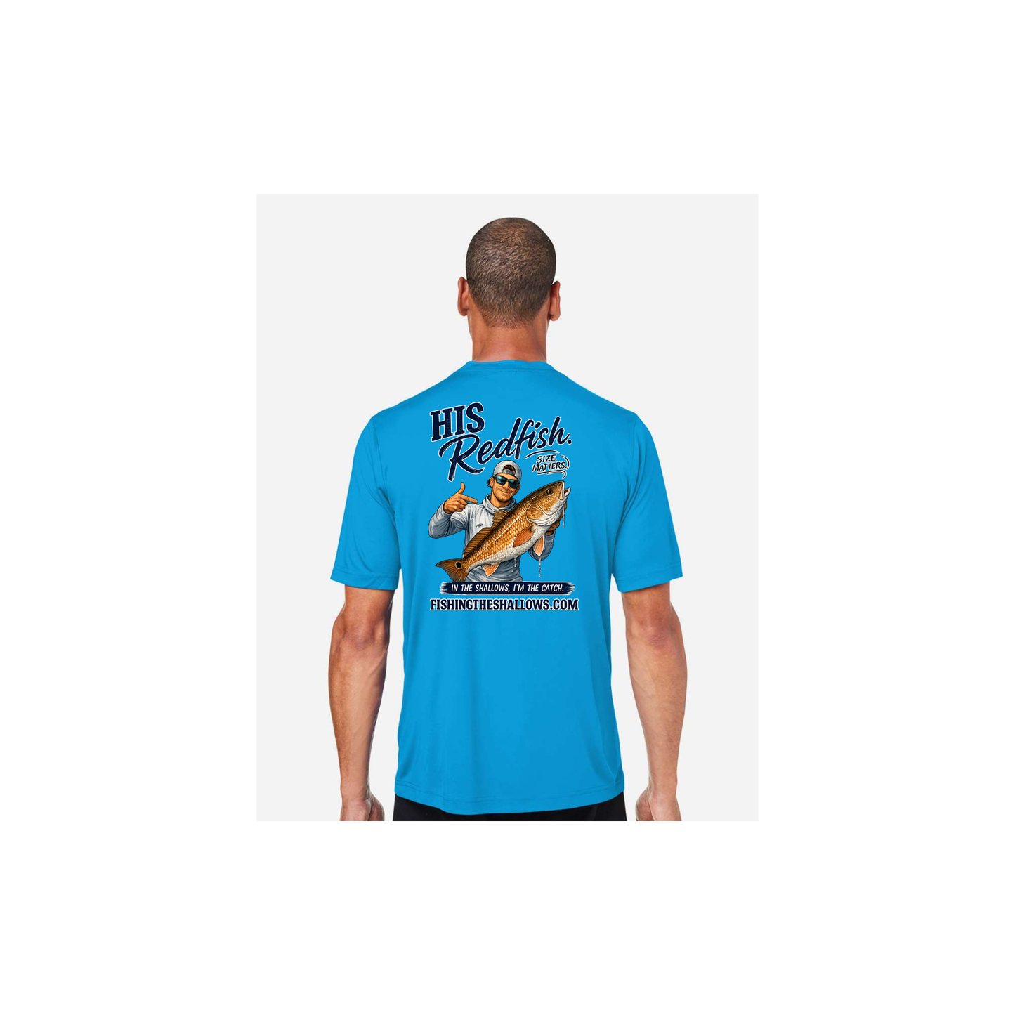 His Redfish – Men's Short Sleeve in Electric Blue - back view