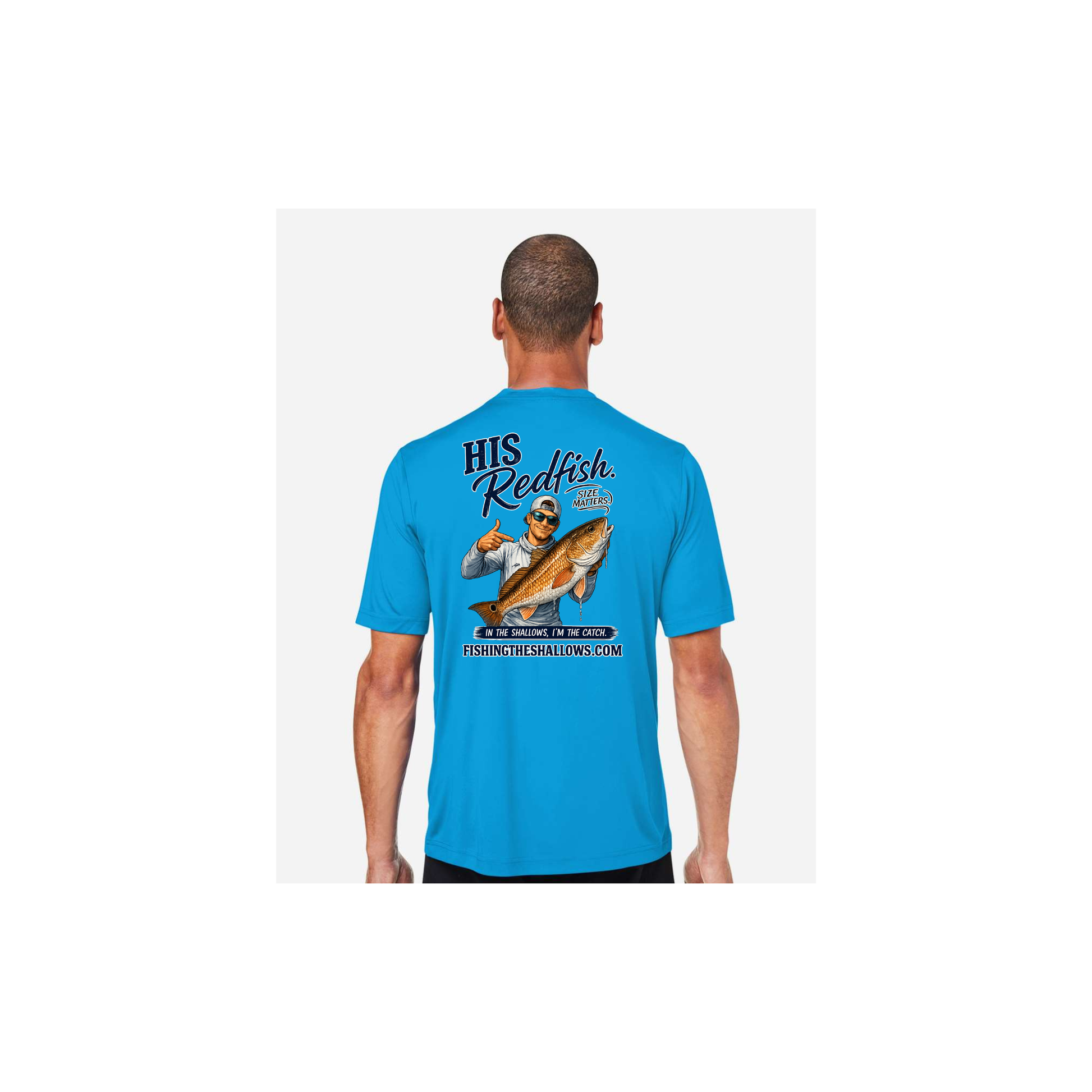 His Redfish – Men's Short Sleeve in Electric Blue - back view