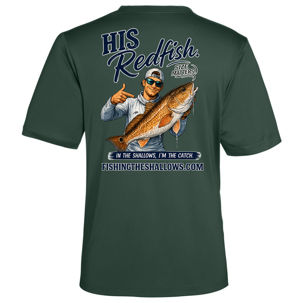 His Redfish – Men's Short Sleeve in Forest - back view