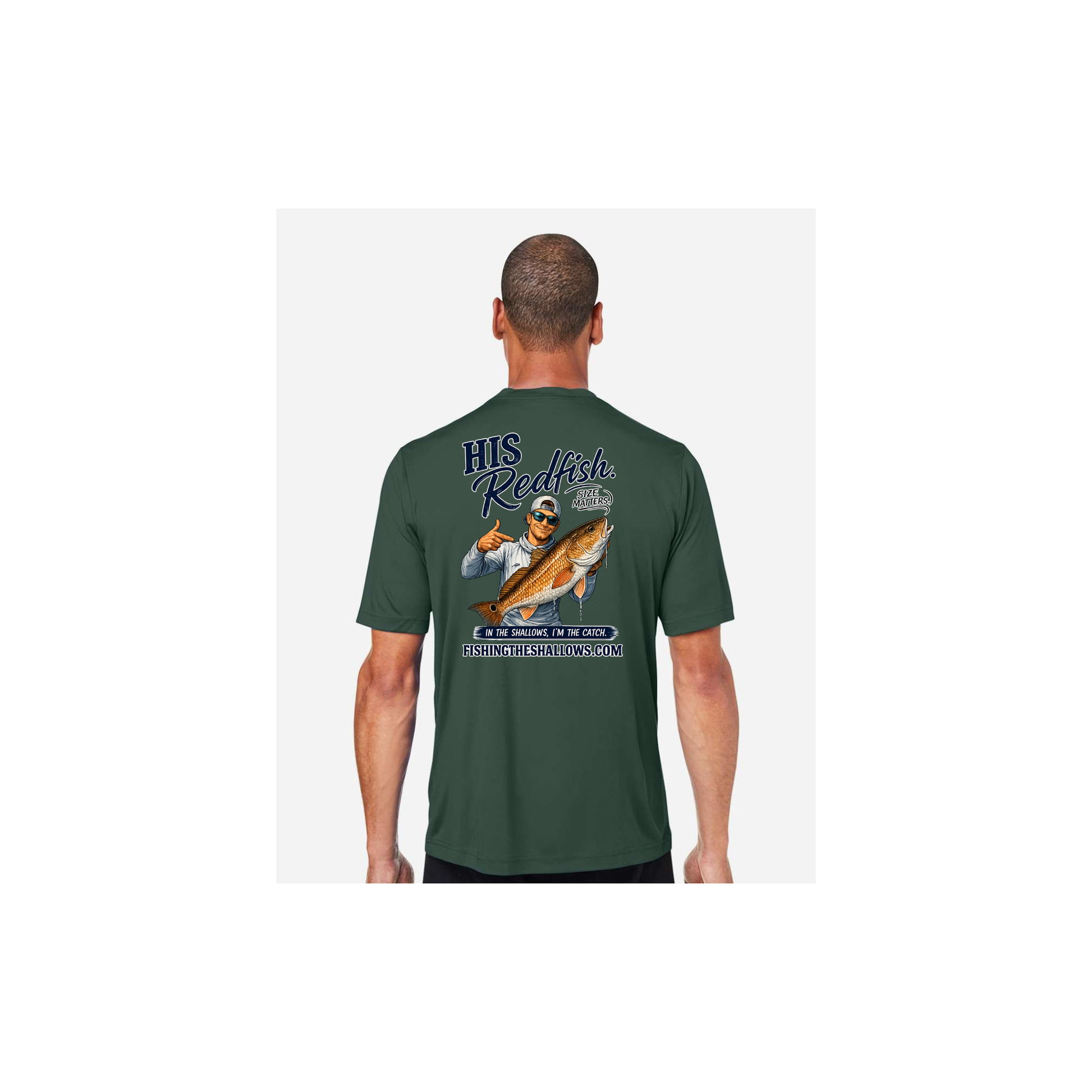 His Redfish – Men's Short Sleeve in Forest - back view