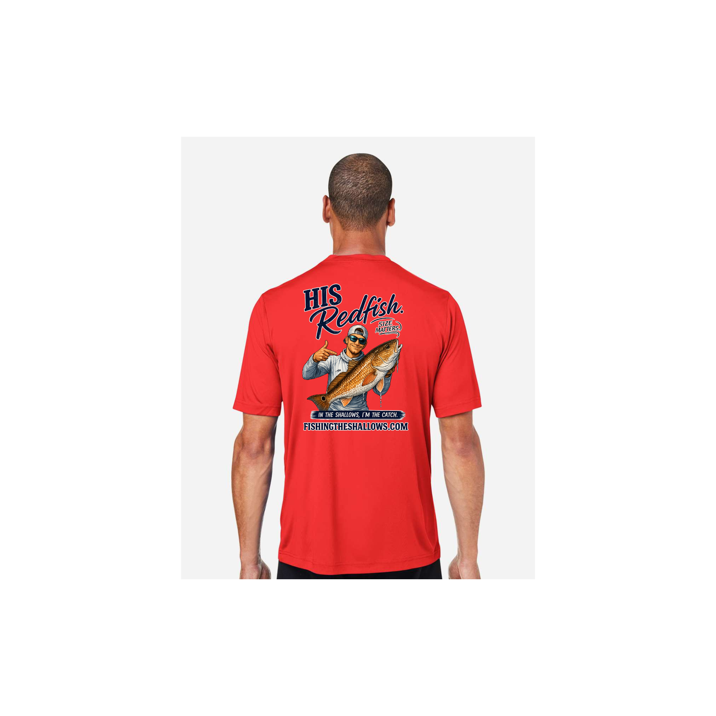 His Redfish – Men's Short Sleeve in Marina Red - back view