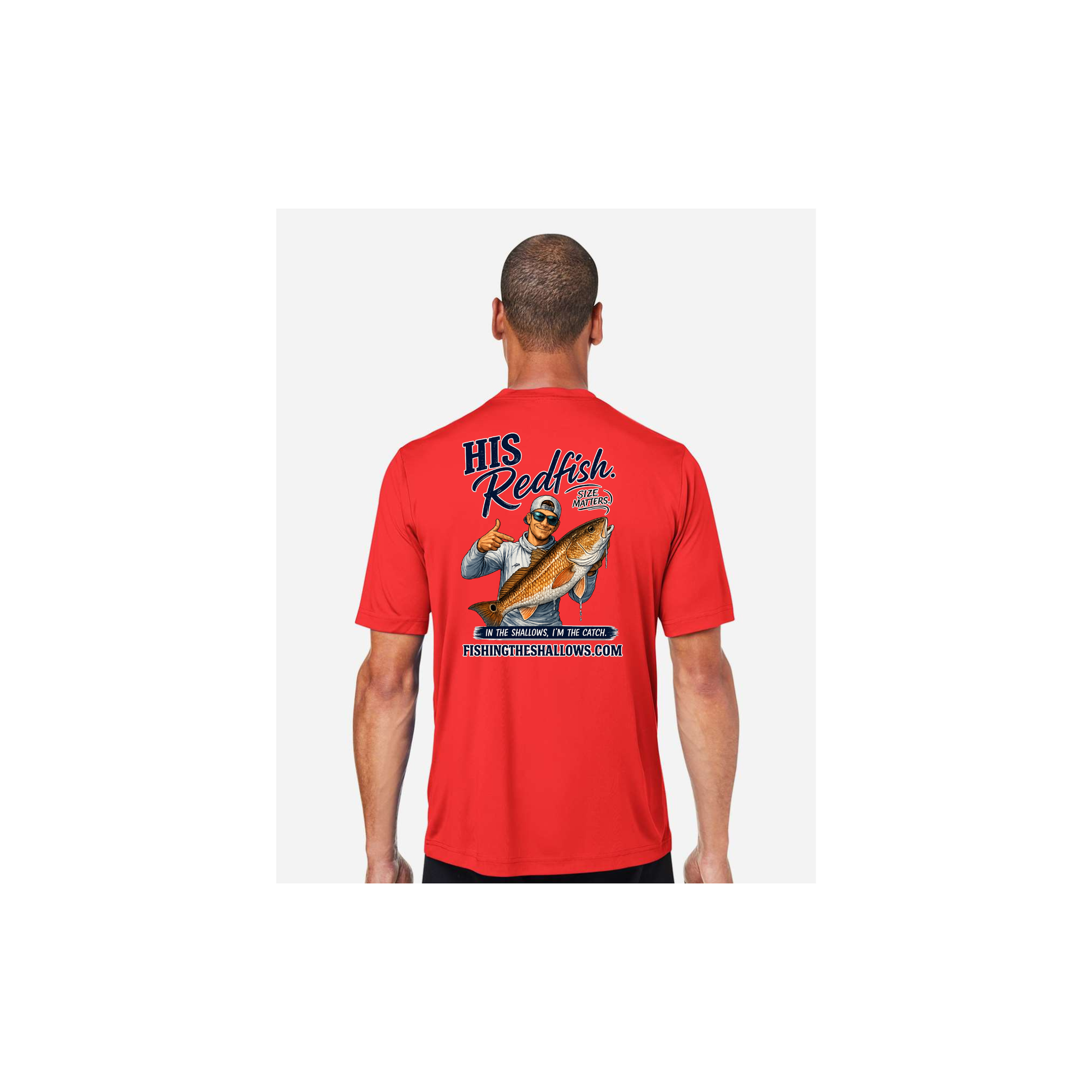 His Redfish – Men's Short Sleeve in Marina Red - back view