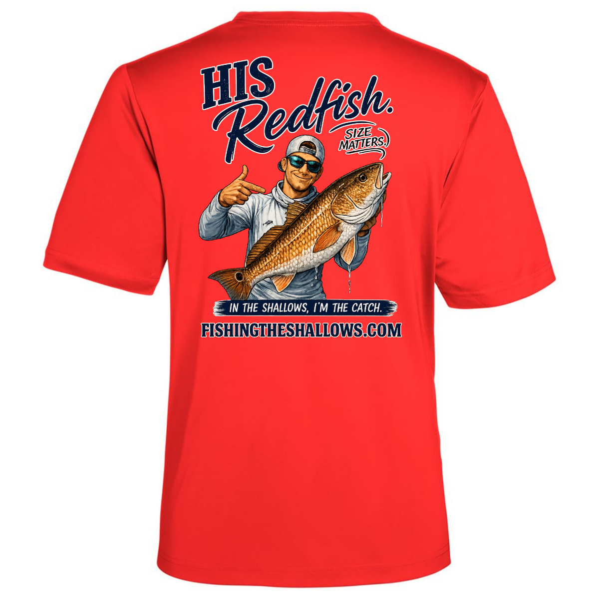 His Redfish – Men's Short Sleeve in Marina Red - back view