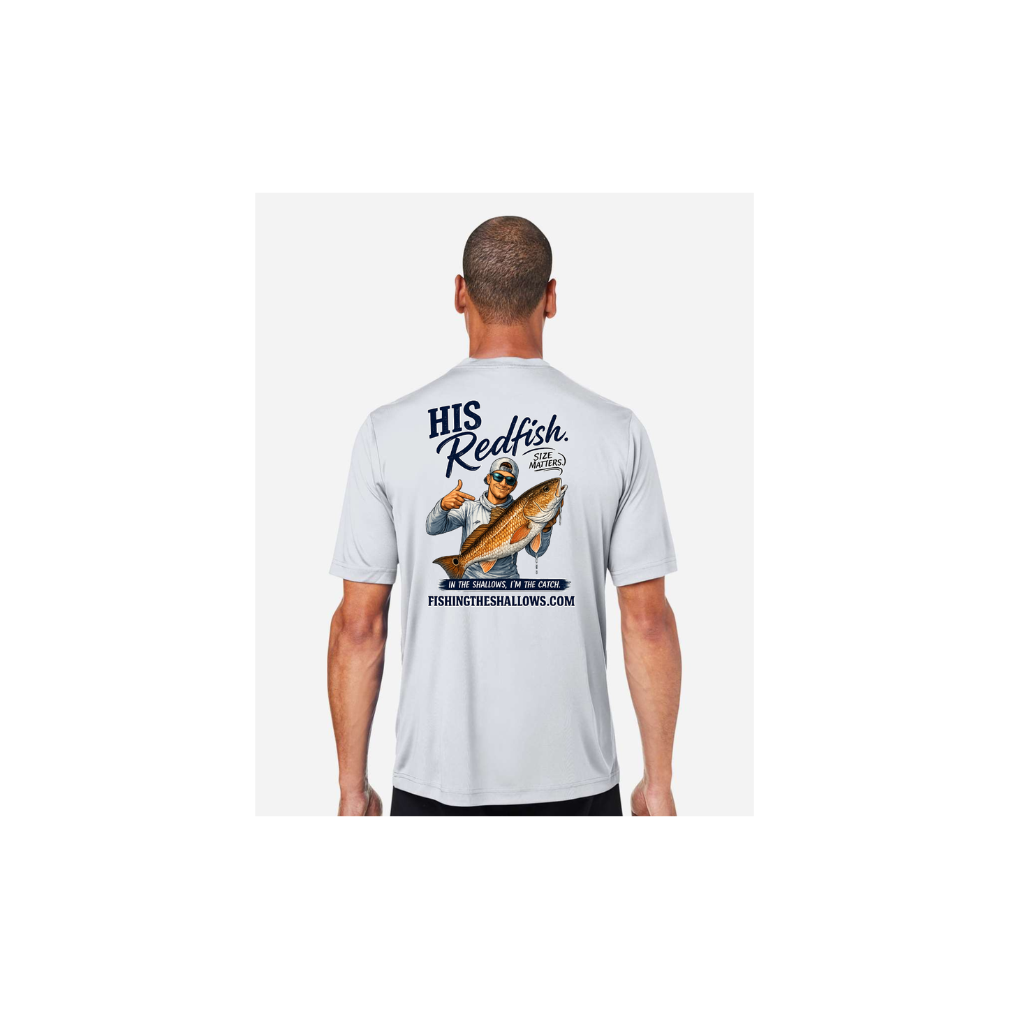 His Redfish – Men's Short Sleeve in Platinum - back view