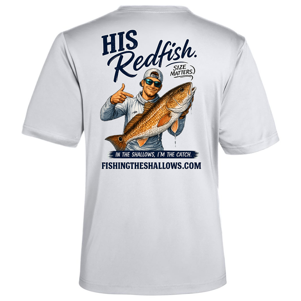 His Redfish – Men's Short Sleeve in Platinum - back view