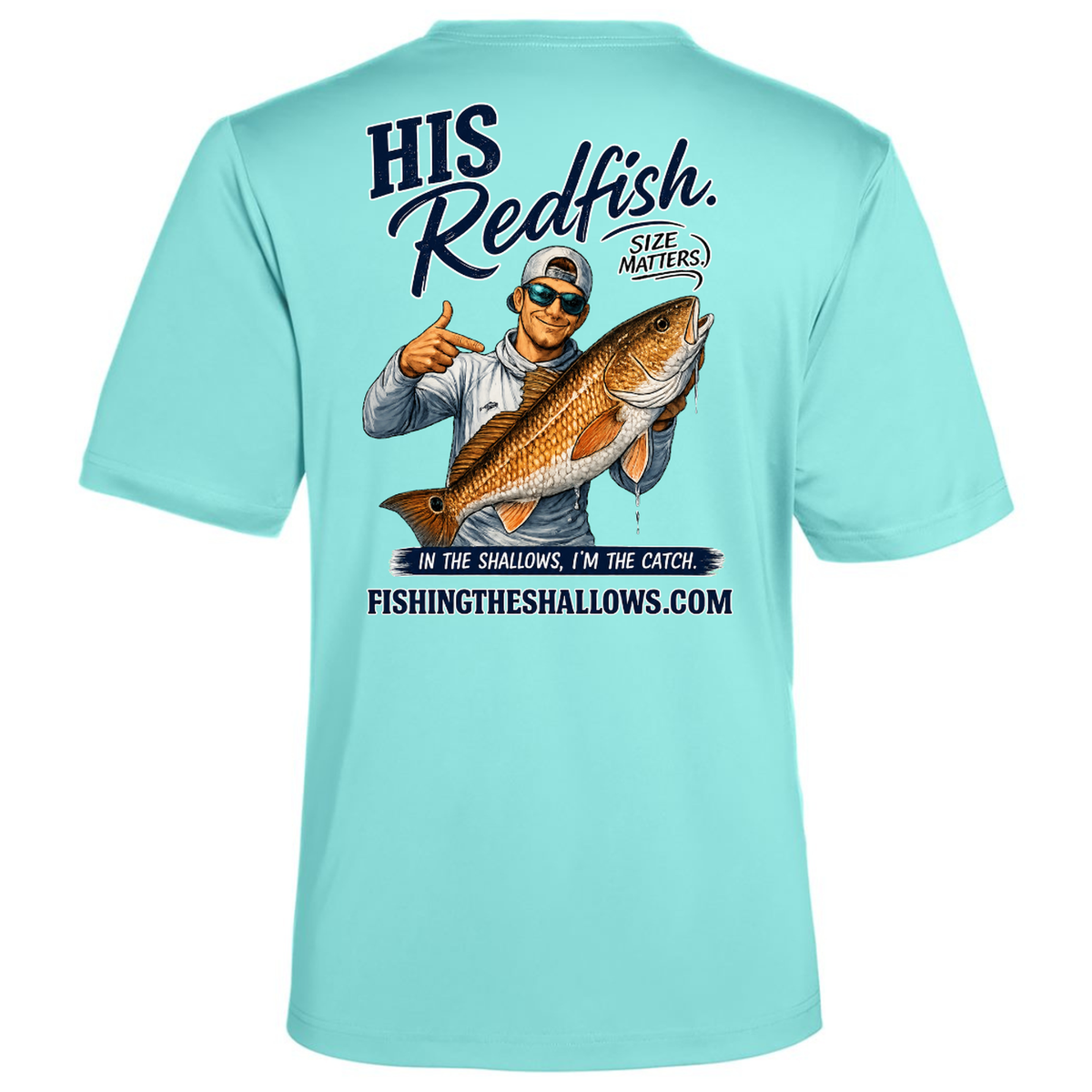 His Redfish – Men's Short Sleeve in Sea Glass - back view