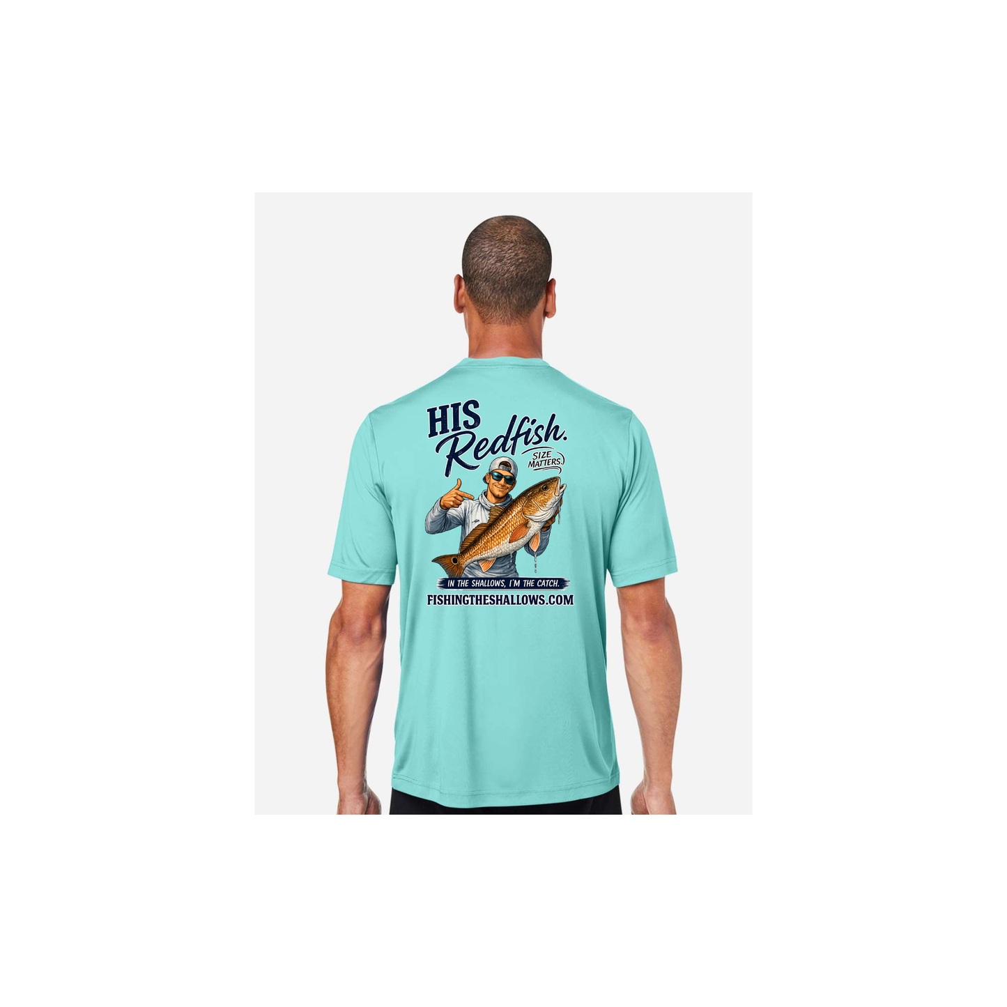 His Redfish – Men's Short Sleeve in Sea Glass - back view