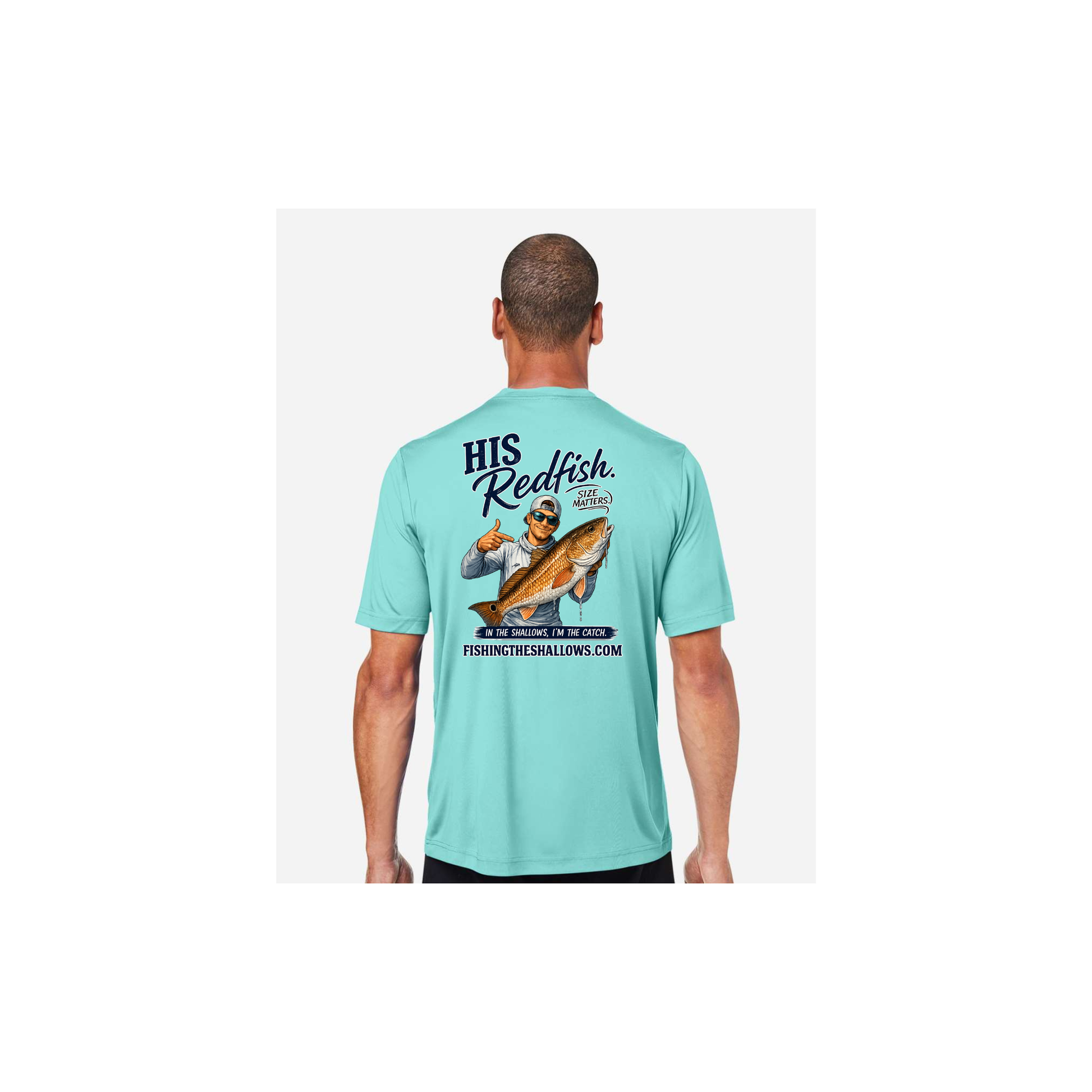 His Redfish – Men's Short Sleeve in Sea Glass - back view