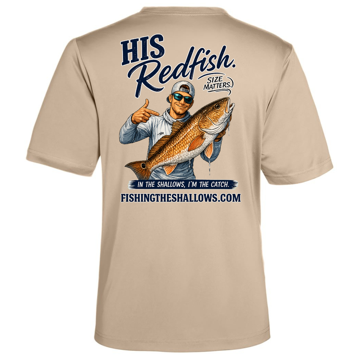 His Redfish – Men's Short Sleeve in Stone - back view