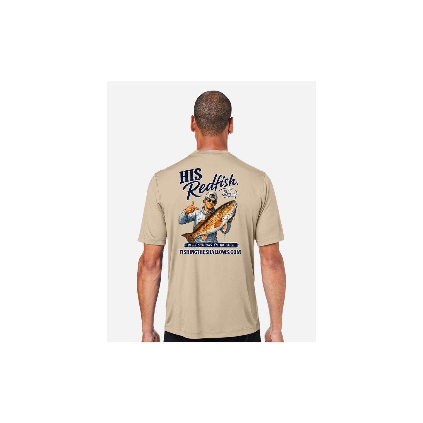 His Redfish – Men's Short Sleeve in Stone - back view