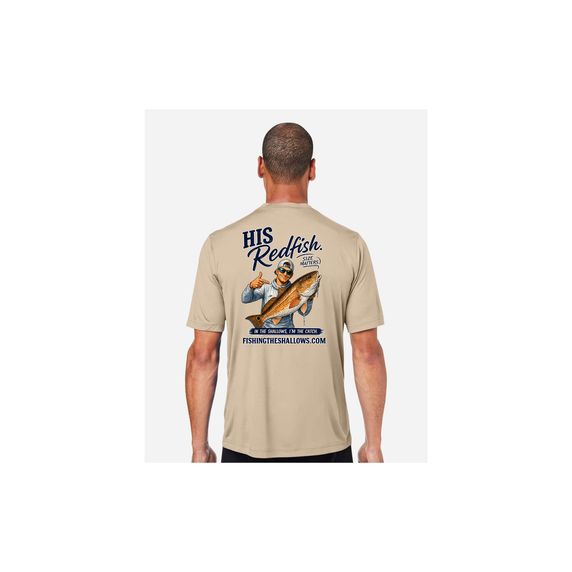 His Redfish – Men's Short Sleeve in Stone - back view