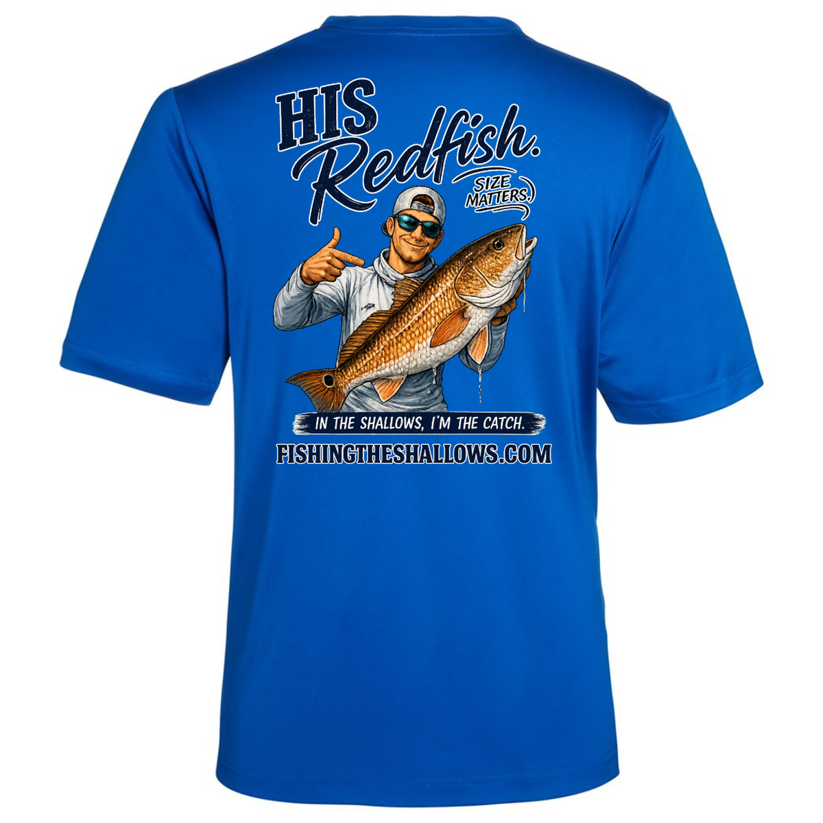 His Redfish – Men's Short Sleeve in True Royal - back view