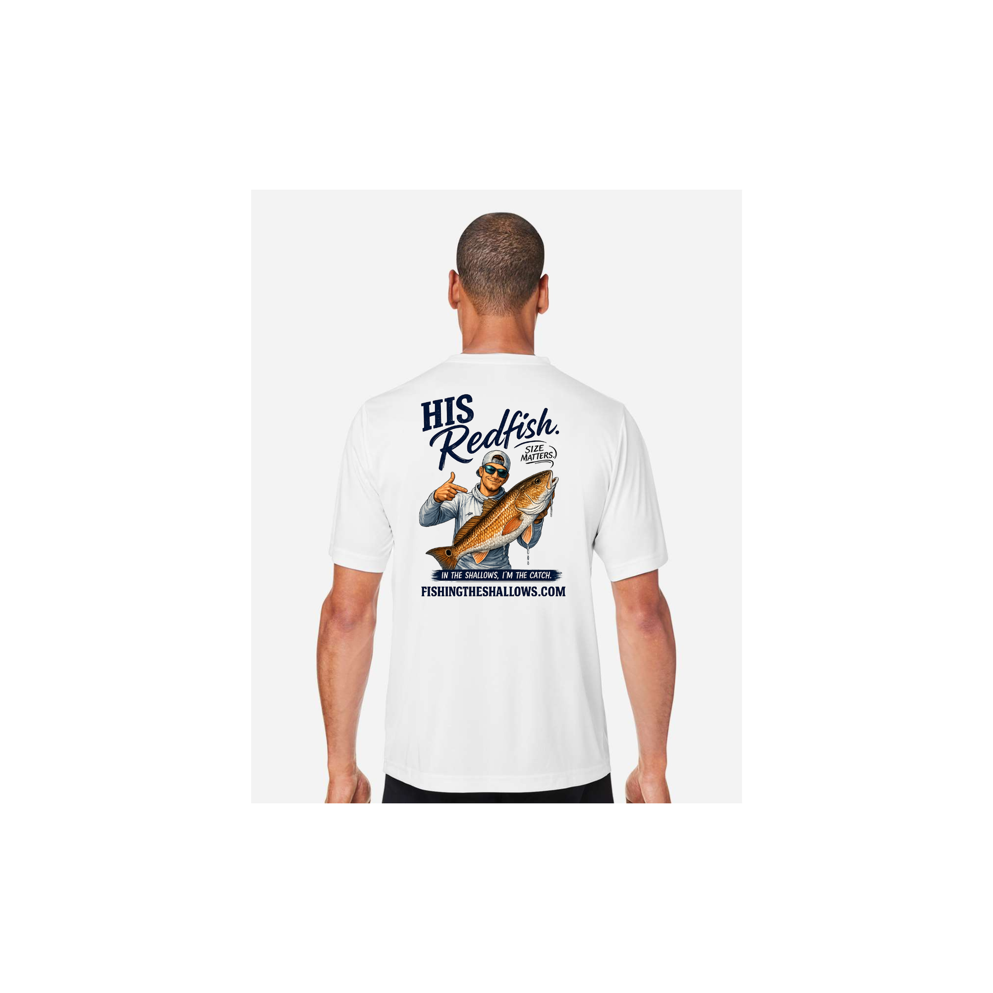 His Redfish – Men's Short Sleeve in White - back view