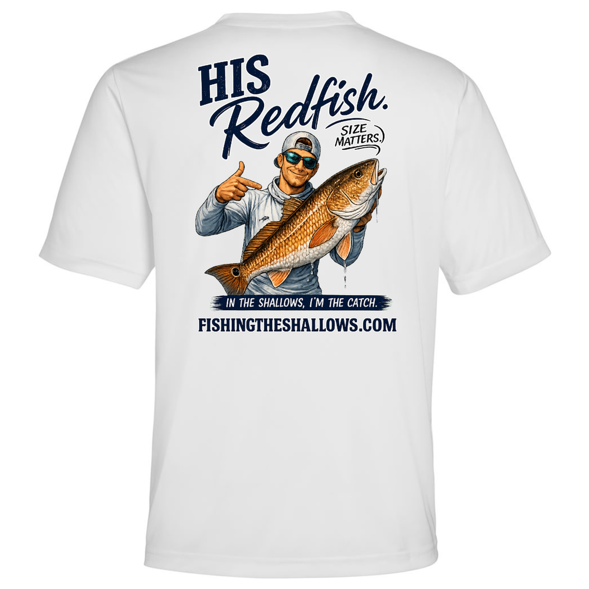 His Redfish – Men's Short Sleeve in White - back view